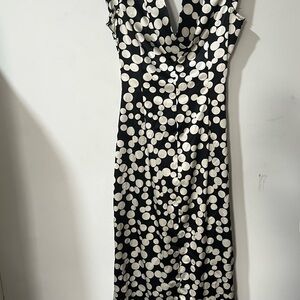 Maggy London Black and White Polka Dot Maxi Dress